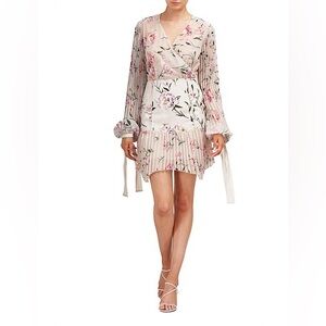 Keepsake floral nobody mini plisse dress xs long sleeve